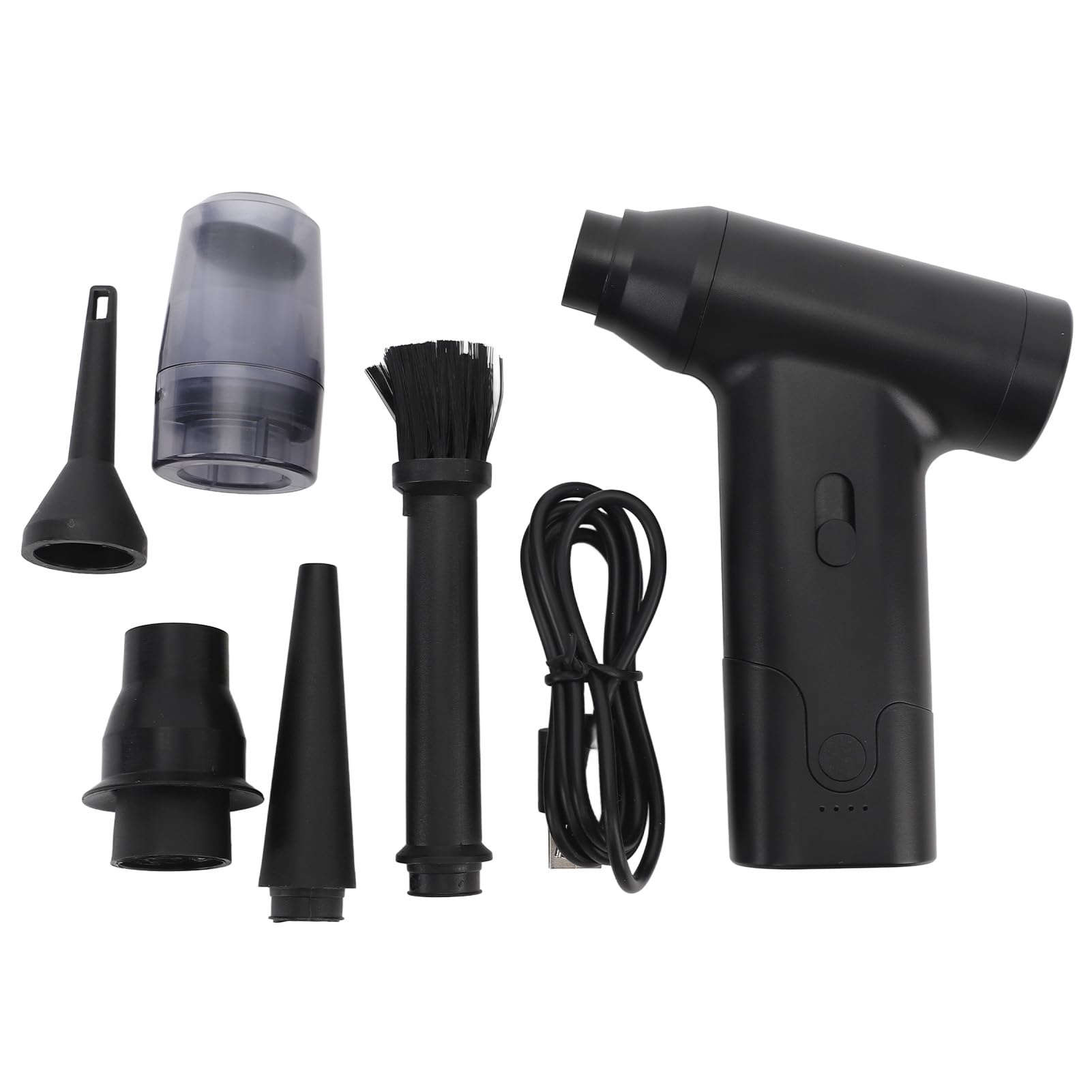 Focket Spolverino Ad Aria Compressa, Spolverino Elettrico con Motore Brushless da 110.000 Giri/min, Aspirapolvere Portatile con 7 Accessori per la Pulizia dell'Auto del Computer con Tastiera