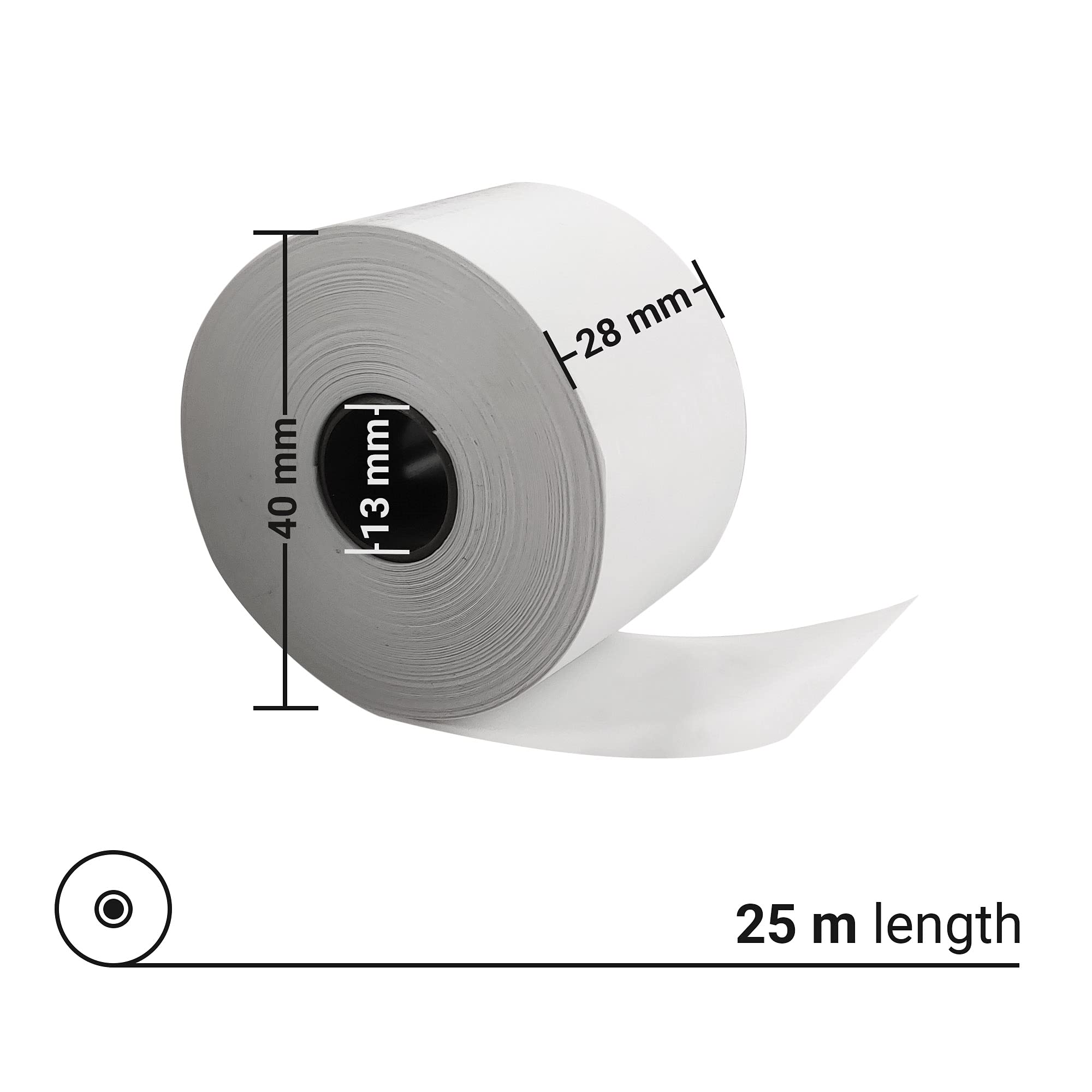 Netuno 280 x Thermorollen 28mmx13mmx25m Kassenrollen Thermopapier Bonrollen Additionsrollen Thermo-Bonrollen für Terminals Kassen-Drucker Bondrucker