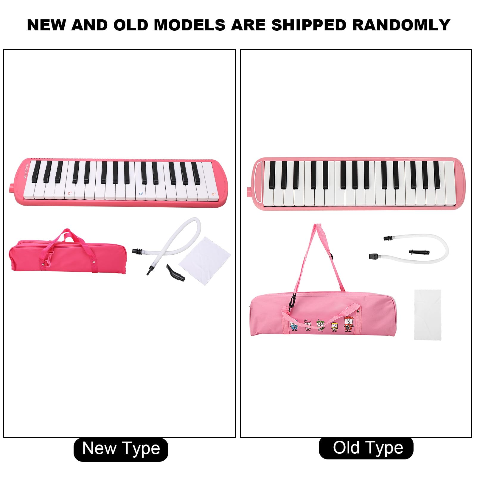 32 Key Melodica Instrument for Beginners, Portable and Lightweight Musical Education Instrument for All Ages, BluePinkBlack (Roseate)