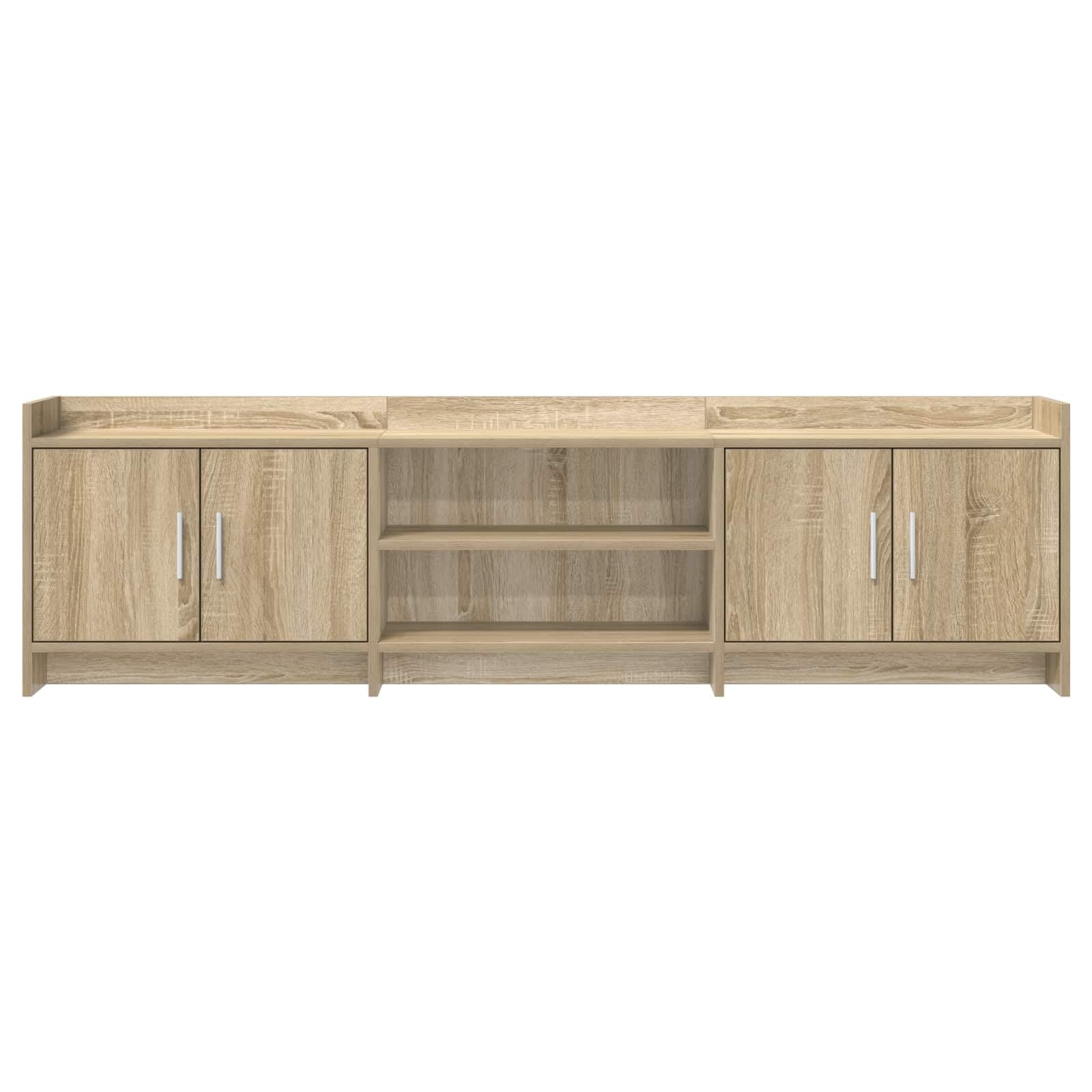 Szafka pod telewizor dąb Sonoma z materiału drewnopochodnego 168 x 33 x 47 cm, niska szafka z 4 drzwiami, 2 półki, miejsce do przechowywania do salonu, kina domowego, gier, TV do