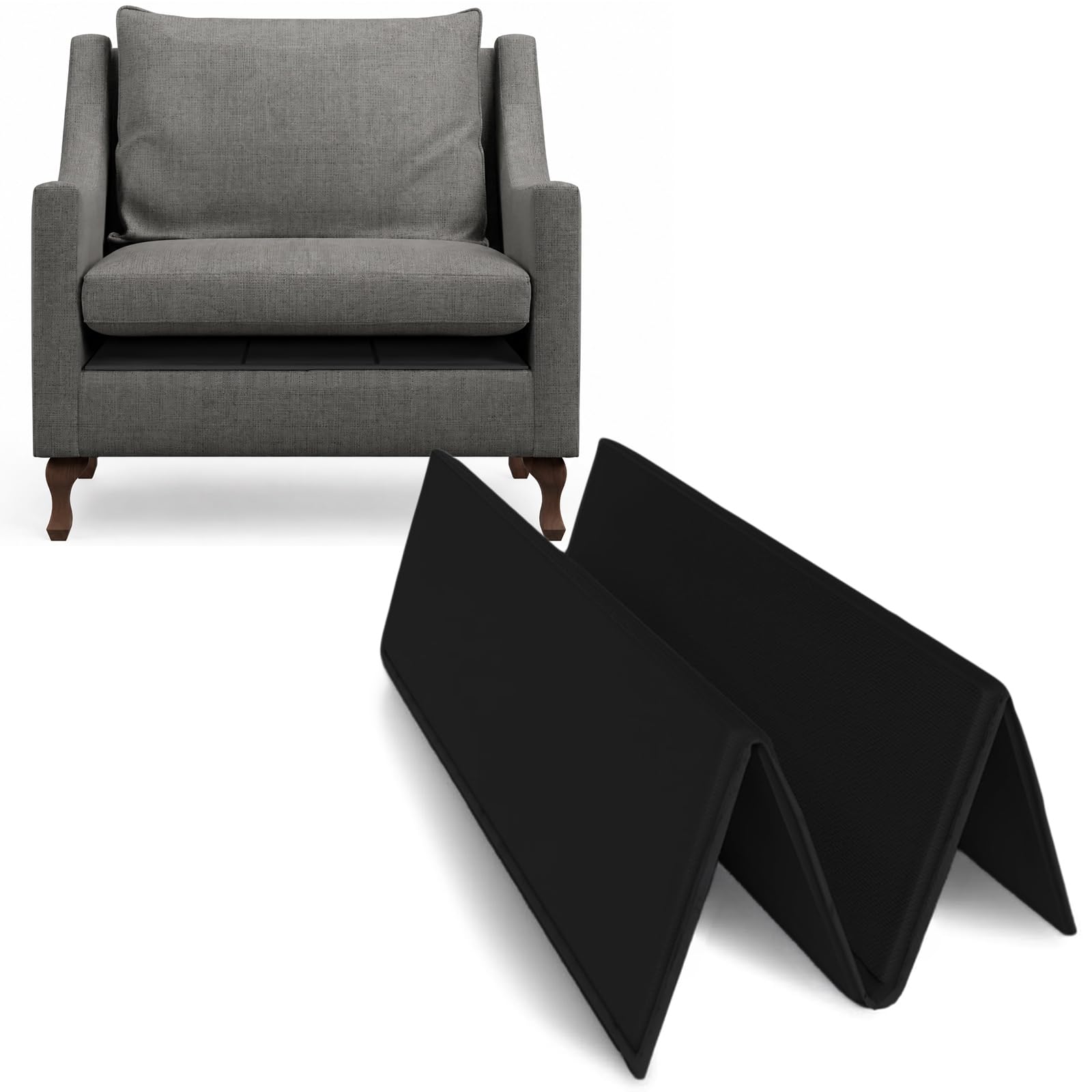 Sofa Seat Support Boards, Rejuvenator Boards To Replace Firmness Sofa Saver & Sofa Cushion, Adjustable/Foldable Couch Cushion Support, Sagging Sofa Support (Black, 1 Seater (48cm x 48cm))