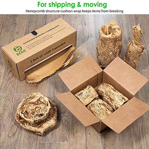 Beric Honeycomb Paper Cushioning Wrap - Packing - Shipping Supplies - Packing Paper - Packaging - Alternative To Packing Peanuts - Boxes For Packaging - Alternative To Bubble Wrap Roll - Packing Paper For Moving - 15" X 328' #TOP5