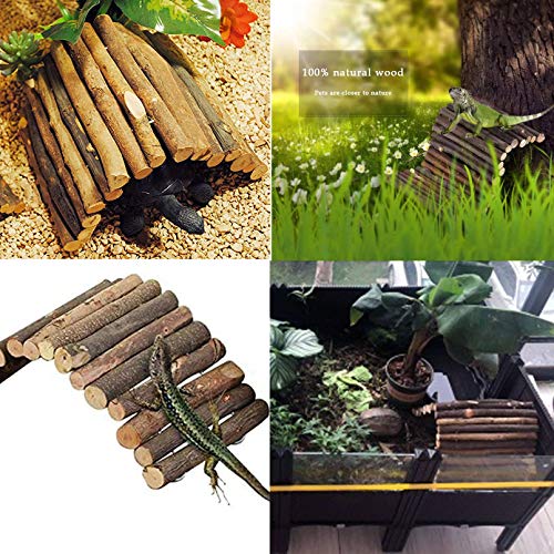 Kathson Bearded Dragon Hammock Reptile Hideout Wooden Bridge Jungle Climber Vines Flexible Reptile Leaves With Suction Cups Reptile Habitat Decor For Chameleon thumb #2