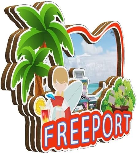 Miniatura 2 de Freeport - Imán para nevera con imán de madera en 3D, monumentos de viaje, coleccionables, recuerdos, decoración hecha a mano -2267