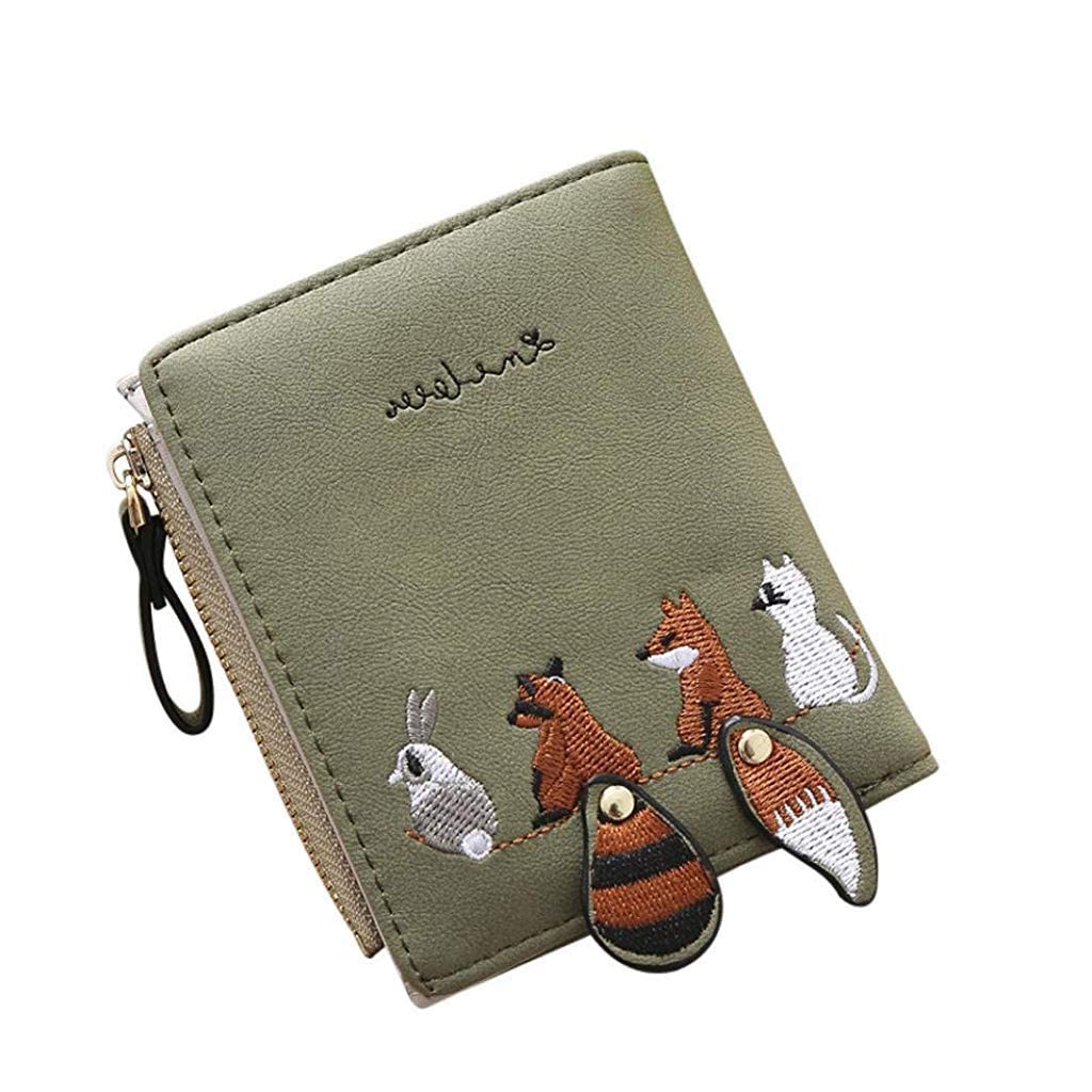 gustave Green Stylish & Cute Mini Animals Embroidery Billfold Purse Short Wallet with Card Holder for Girls & Women Gift-picture-49