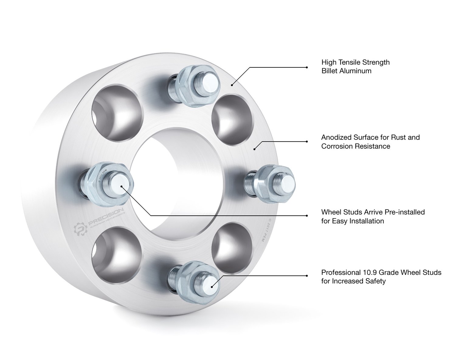 RockTrix 4x4 Wheel Spacers, 2.5 inch Thick Golf Car Wheel Spacers Compatible with Yamaha Carts Adventurer Drive Fairway, M12x1.25 Studs Nuts, 4x101.6 Silver Adapters, 68.55 Hub Bore, Set of 2