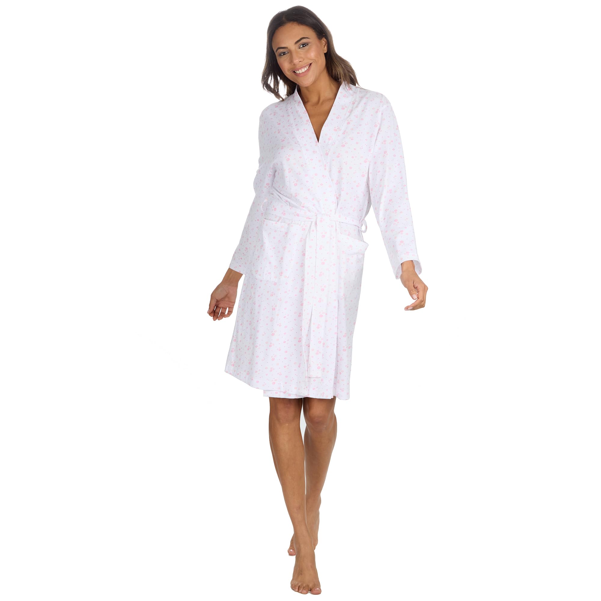 Nikaro Women's Pink Floral Kimono Robe 100% Cotton (S)