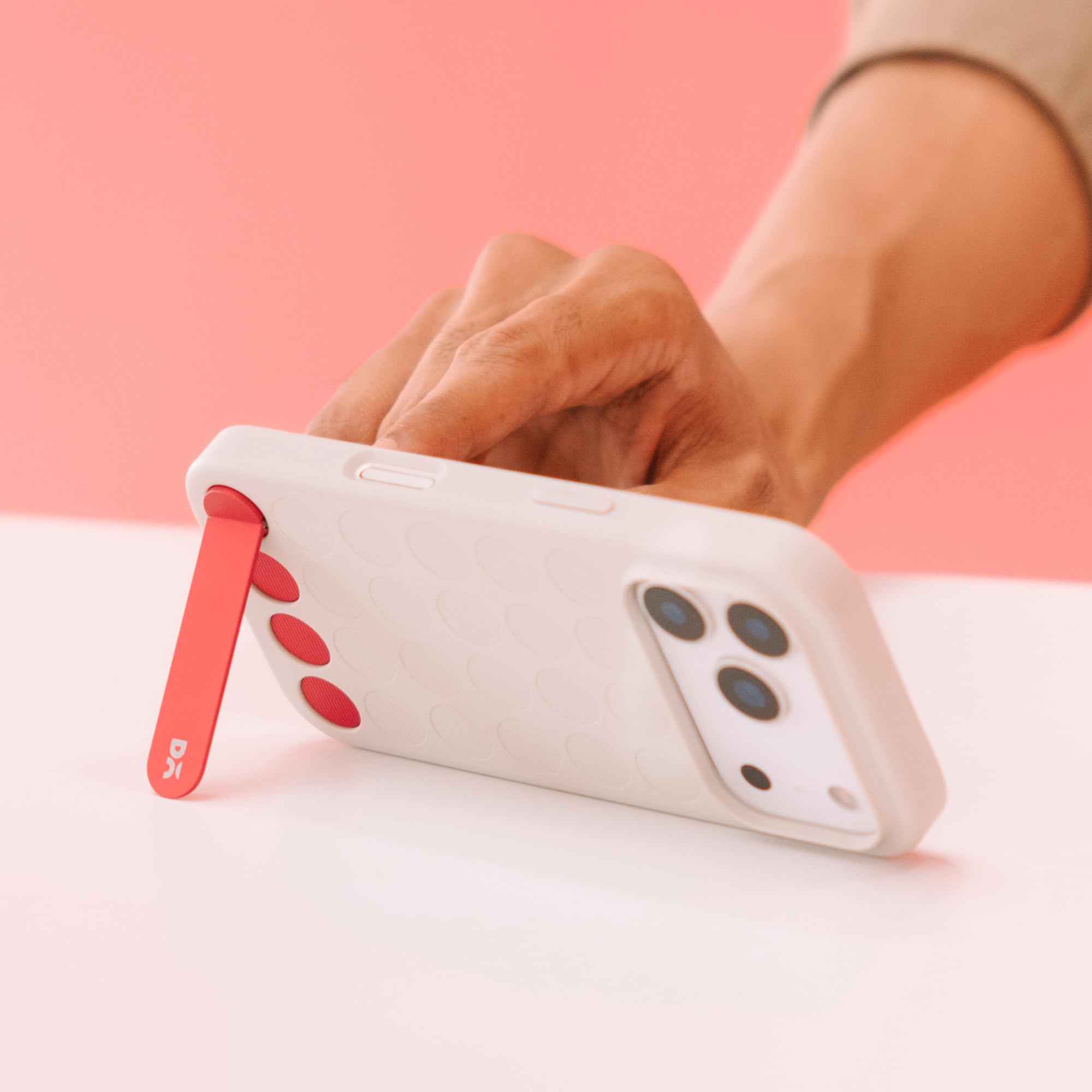 DailyObjects Stack Phone Kickstand/Phone Stand/Mobile Holder, Vertical and Horizontal Stand, Adjustable Angle, Compatible with iPhone - Coral Red — Amazon image 2