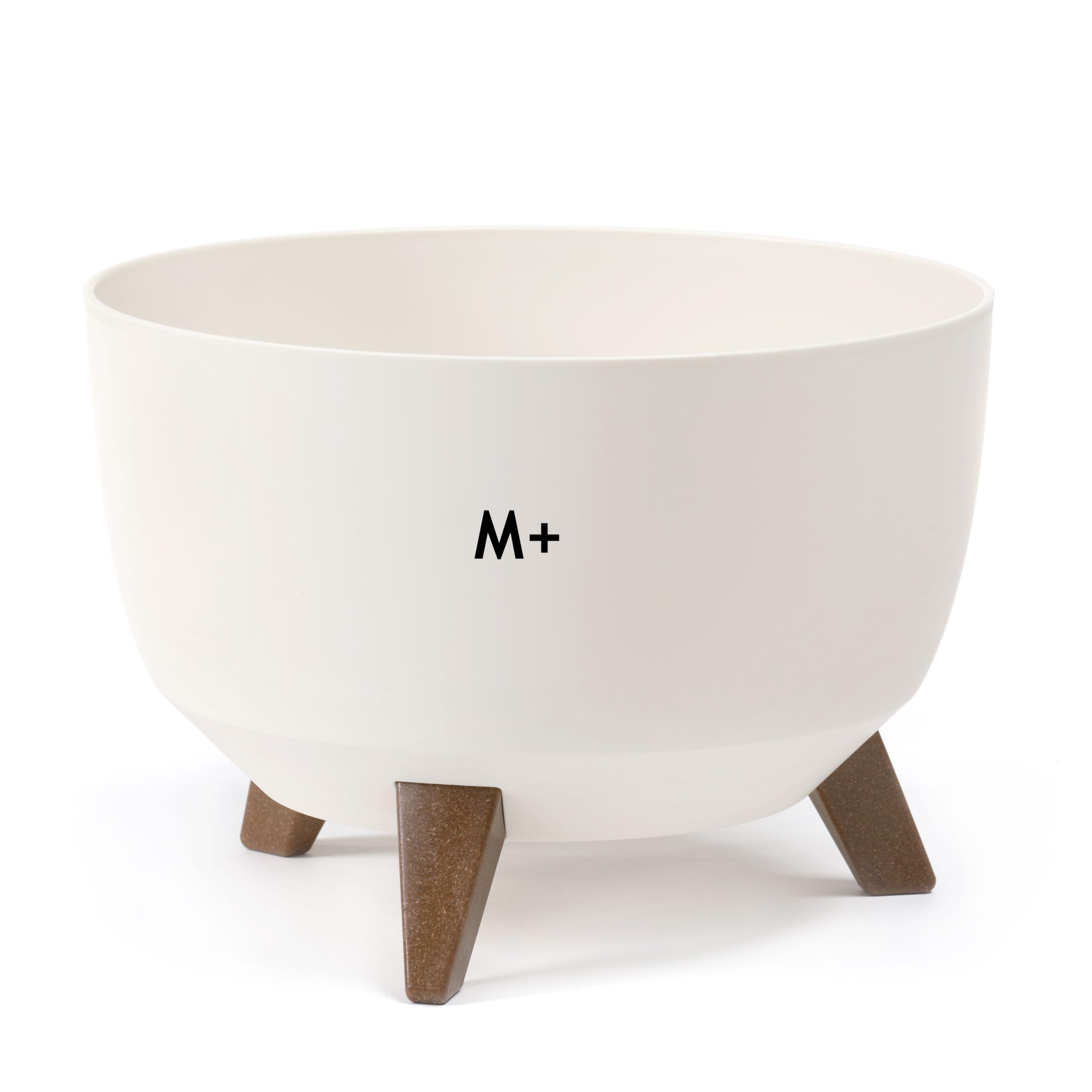 MELTOM Blumentopf mit Füßen aus Kunststoff Schale Rund mit Einsatz Kräutertopf (Creme, M+ 33 cm)