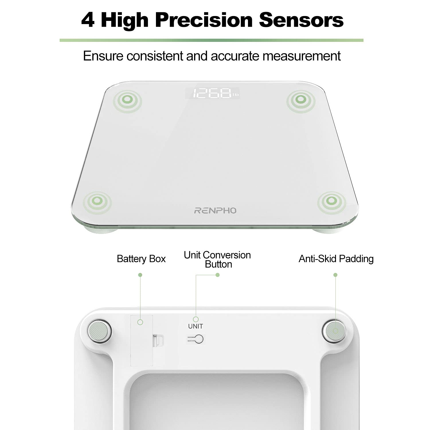 RENPHO Scale for Body Weight, Mechanical Bathroom Weighing Scale, Highly Accurate & Measures Weight up to 400 lb/180kg, Batteries Included, 10.2"/260mm, White - Image 4