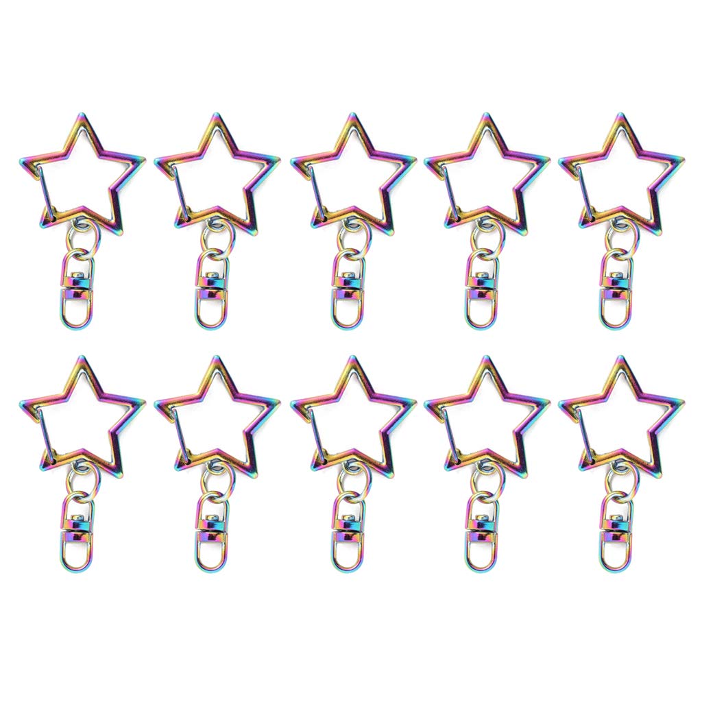 NEWFT 10 Pcs Rainbow Metal Hook Lobster Clasp Heart Star Car for Chain