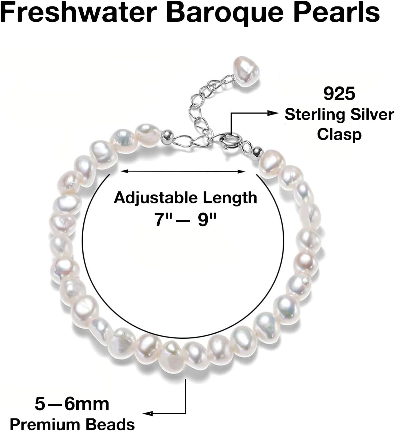 Natural Baroque Pearls Link Bracelets for Women Freshwater Cultured Pearls Strand Bracelets Handpicked Pearl Elegant Jewelry - Image 3