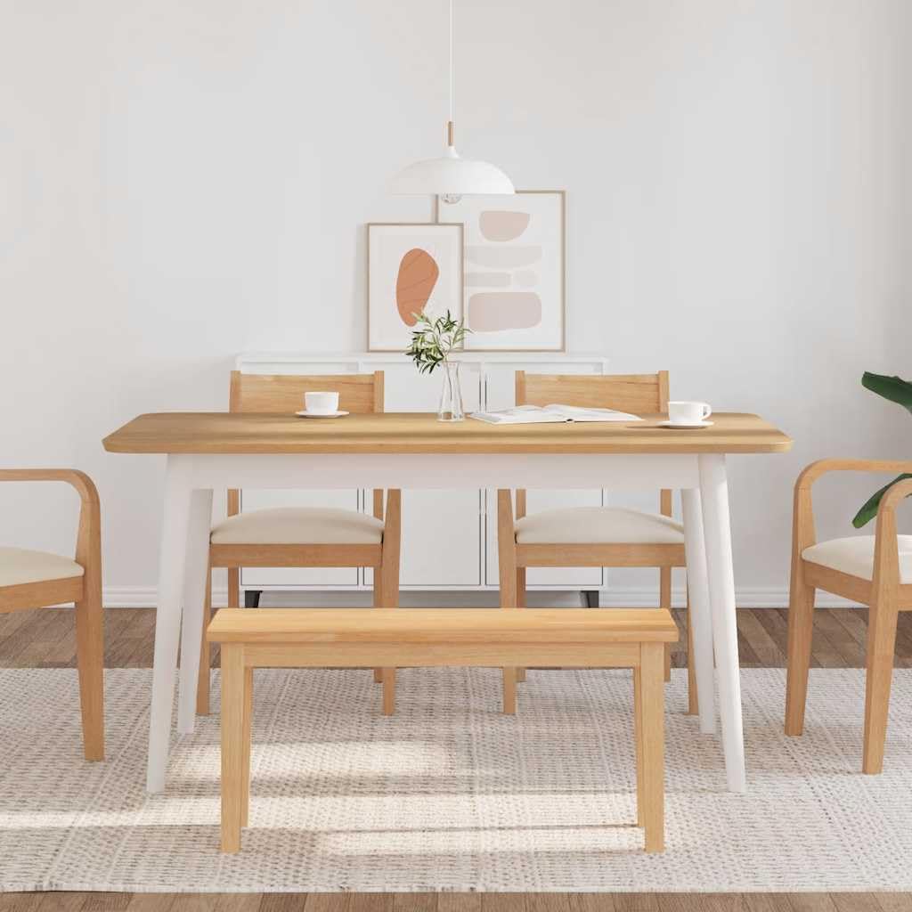Ławka 90 cm, lite drewno gumowe z tapicerką, ławka do siedzenia do jadalni, kuchni, korytarza, salonu, w stylu wiejskim, nowoczesna, wytrzymała ławka drewniana z wygodnym siedziskiem i