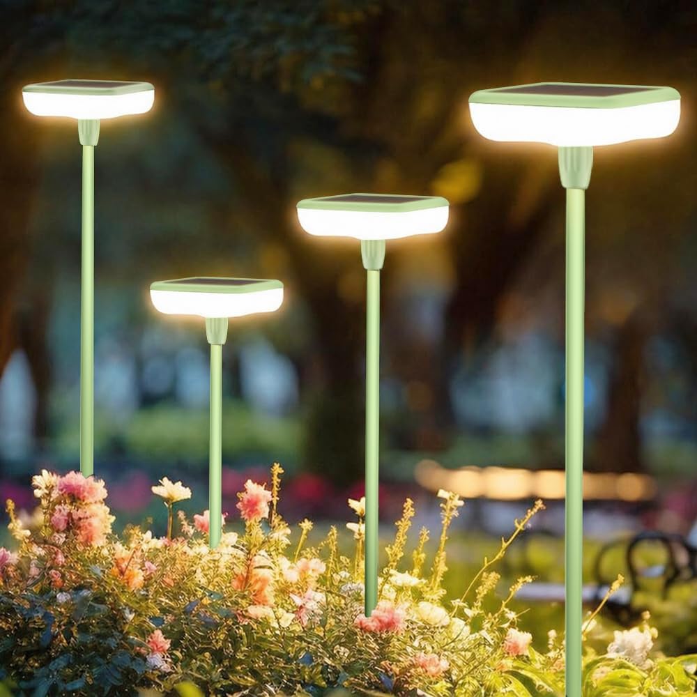Ainostone Solar Lights for Outdoor Garden, Green, 8 Pieces, 3000K Warm White, Solar Lights, Garden IP65 Waterproof Outdoor Lighting, 34 lumens, Garden Decoration for Balcony, Terrace, Lawn, Shrubbery
