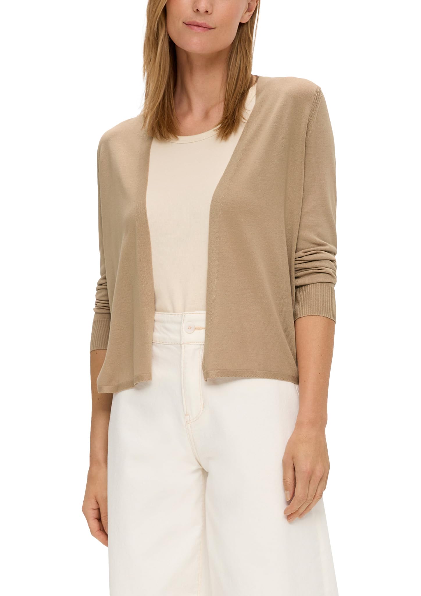 s.Oliver Strickjacke aus Viskose-Stretch mit Rippbündchen