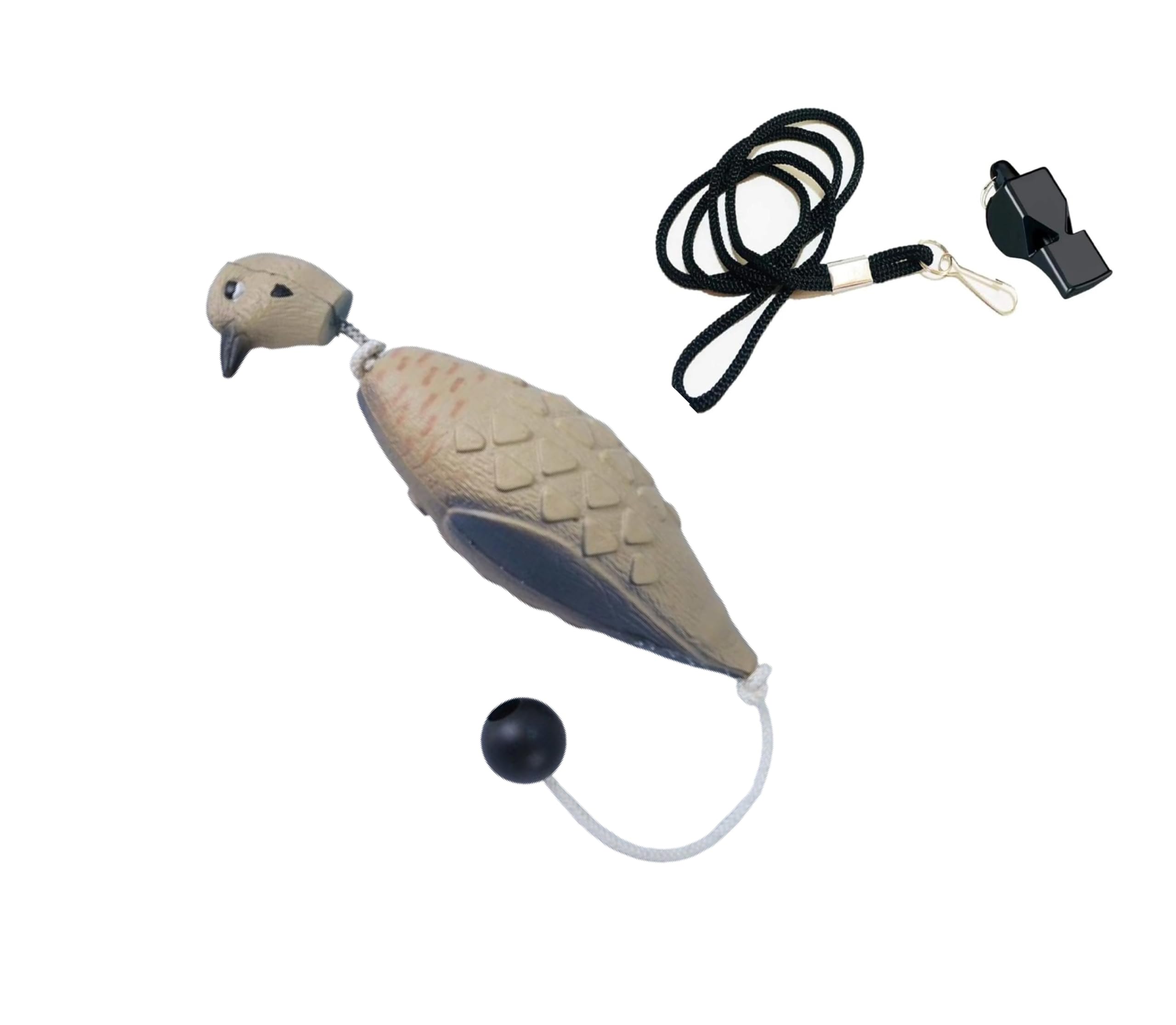 HuntEmUp Morning Dove Duck Dummy and Whistle Hunting Dog Training - Black - Bumper Dummy Waterfowl Game Retrieval for All Sporting Dog