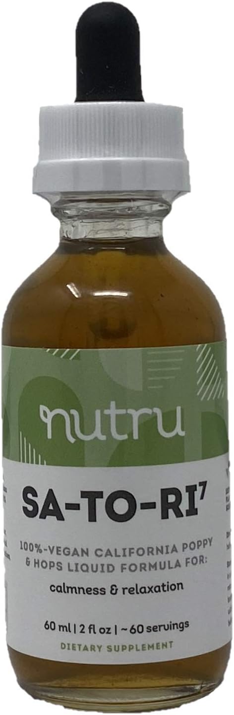 California Poppy Sleep Aid: Sa-to-Ri7 Vegan Liquid Supplement with Hops, Lemon Balm, and Rosemary Extract for Adults - Extra Strength Eschscholzia Californica Sleeping Aid Supplements - 2 Fl Oz