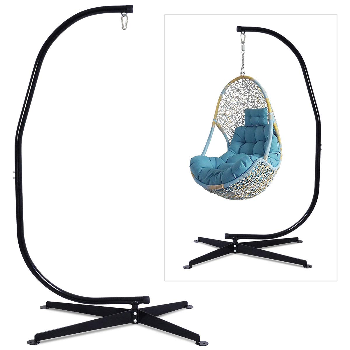 Support Hamac GOPLUS - Charge 150kg - Acier Noir - Pour Jardin/Balcon