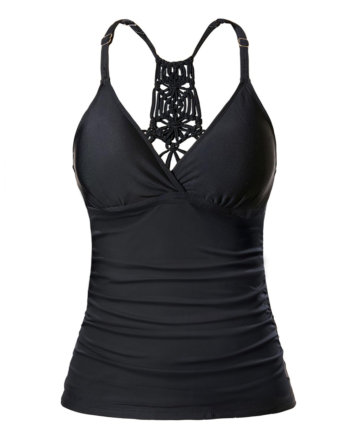 Holipick Tankini Top Only for Women V Neck Tummy Control Swimsuit Ruched Bathing Suit No Bottom