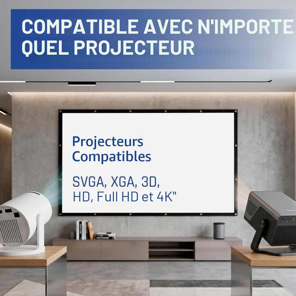 iggual - Écran de Projection 100 Pouces - Pliable - Anti-Plis - Format Large 16:9 - Angle de Vision 120° - Adapté pour Projecteur et Rétroprojecteur - Dimensions 221 x 124 cm