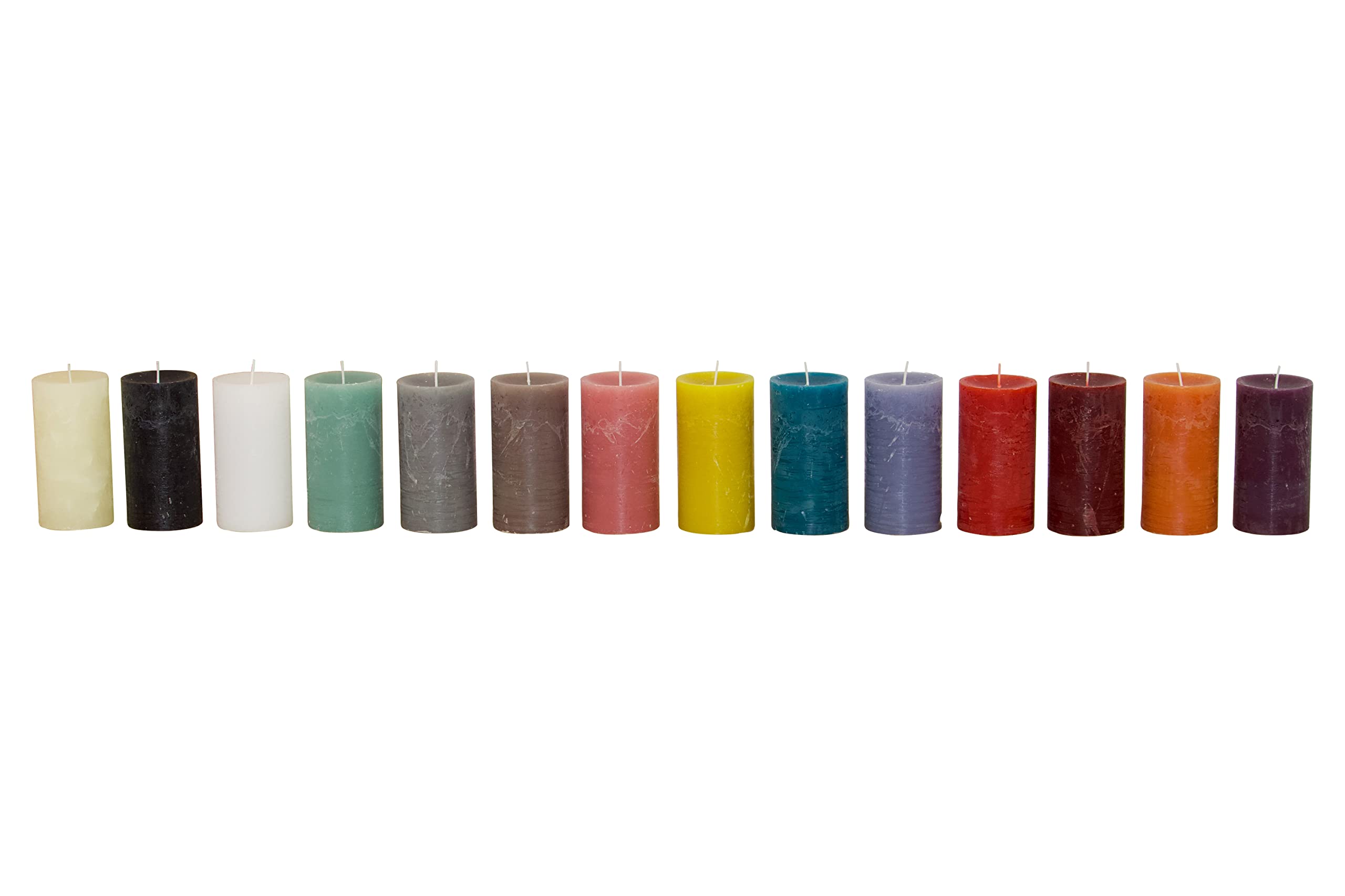 Juego de 4 Velas Rústicas, Velas de Cisterna, Velas de Adviento, Vela Navideña, Cirios sin Hollín, Duración de la Combustión: 60 Horas, Muchos Colores, 7 x 13 cm (Grima)