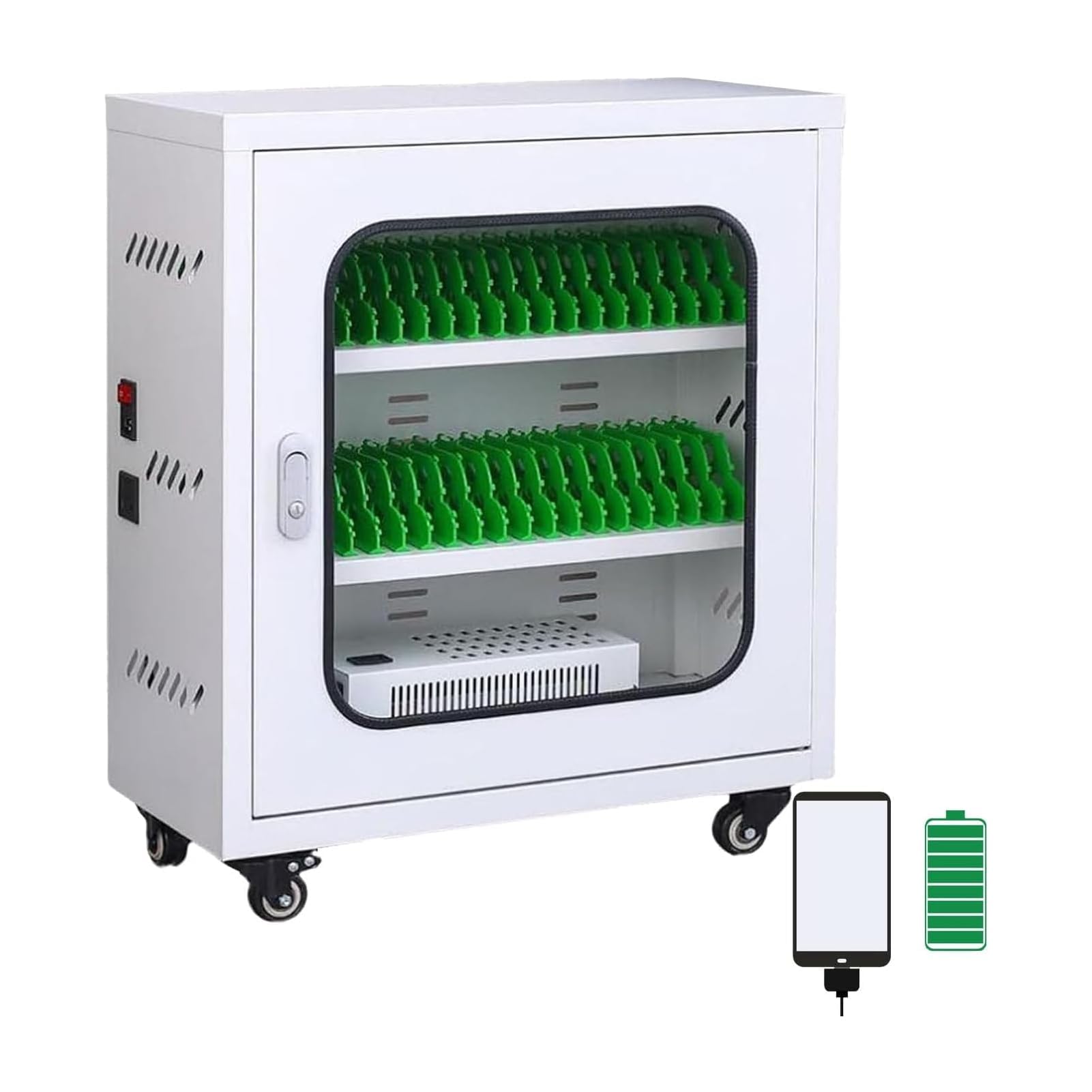 FHRKA Rechargeable Mobile Phone Storage Locker, Lockable Phone Charging Station, USB Charging Station for Cell Phone and Tablets (30slots)