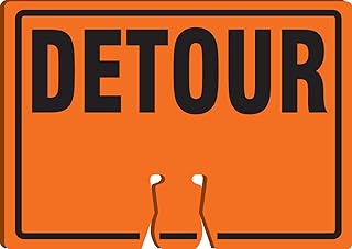 Accuform FBC778 Plastic Traffic Cone Top Warning Sign, Detour