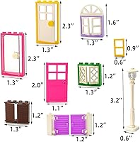 Vista 3 de 110 piezas de puertas, ventanas, cercas y luces para MOC, juego de bloques de construcción creativo para decorar casas de calle, compatible