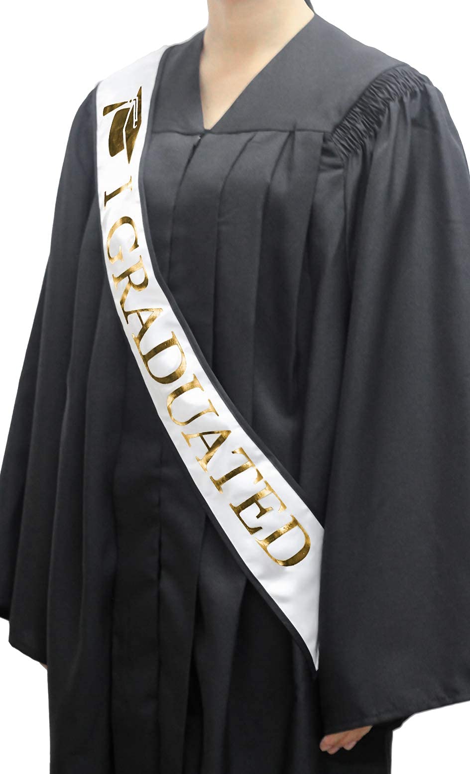 GraduationMall 2021 Graduation Cap and Sash for Graduation Ceremony Party White