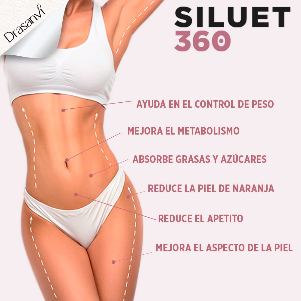 Pack 2 UD SILUET 360 + Regalo Aceite de Almendras 250 ml Programa completo - Fiit-ns® + Nopal + Picolinato de Cromo + Ácido hialurónico - Ayuda en el control de la pérdida de peso - 240 comp=2 meses | Formato Ahorro para 2 Meses de Tratamiento, Incluye de