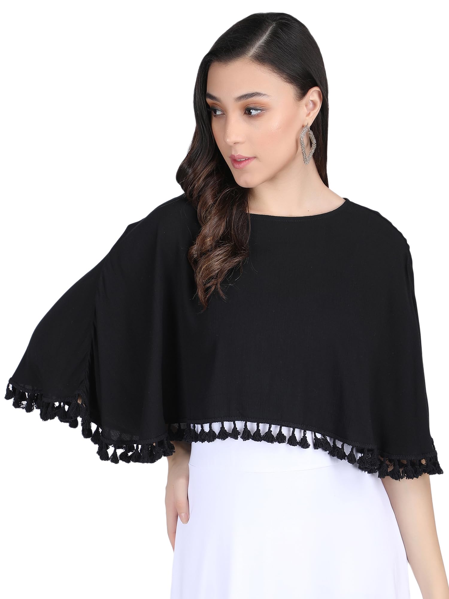 aol Women's Cotton Cape with Lace-picture-23