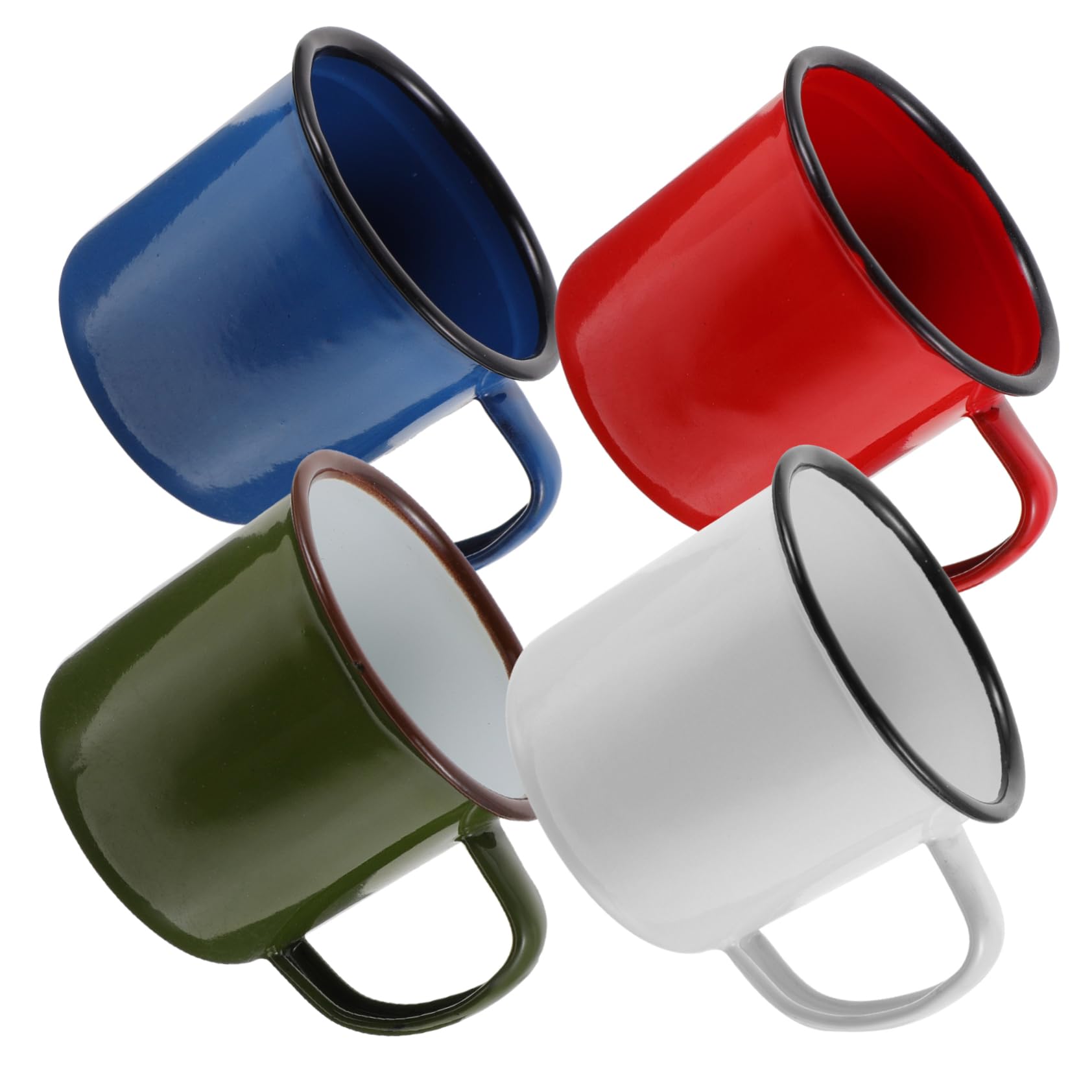 4Pcs Retro Colored Enamel Mugs Lightweight Cups for Hot Drinks Ergonomic Design Easy to Clean for Home and Outdoor Use