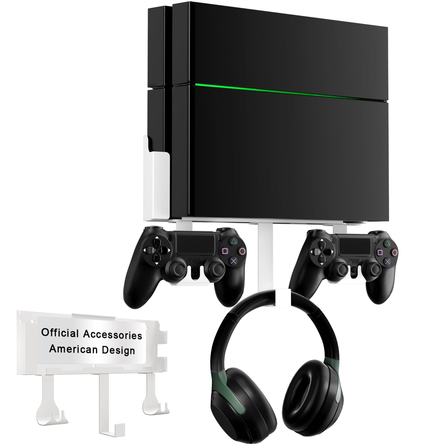 Wall Mount Kit with Detachable 2 Controller Holder Headphone Hanger Mount On The Wall Or On The Back