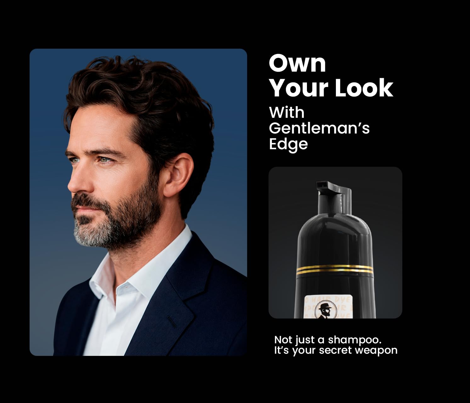 GENTLEMAN’S EDGE Hair Dye Shampoo for Men – Dark Brown Men Hair Dye Shampoo – Shampoo Hair Dye Dark Brown with Ammonia Free Formula – Easy Application and Gray Hair Coverage Shampoo – 500ml