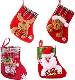 4 Pcs Chaussette Botte de Noël décorative personnalisée avec prénom pour cheminée Modèle Renne Personnalisé en France