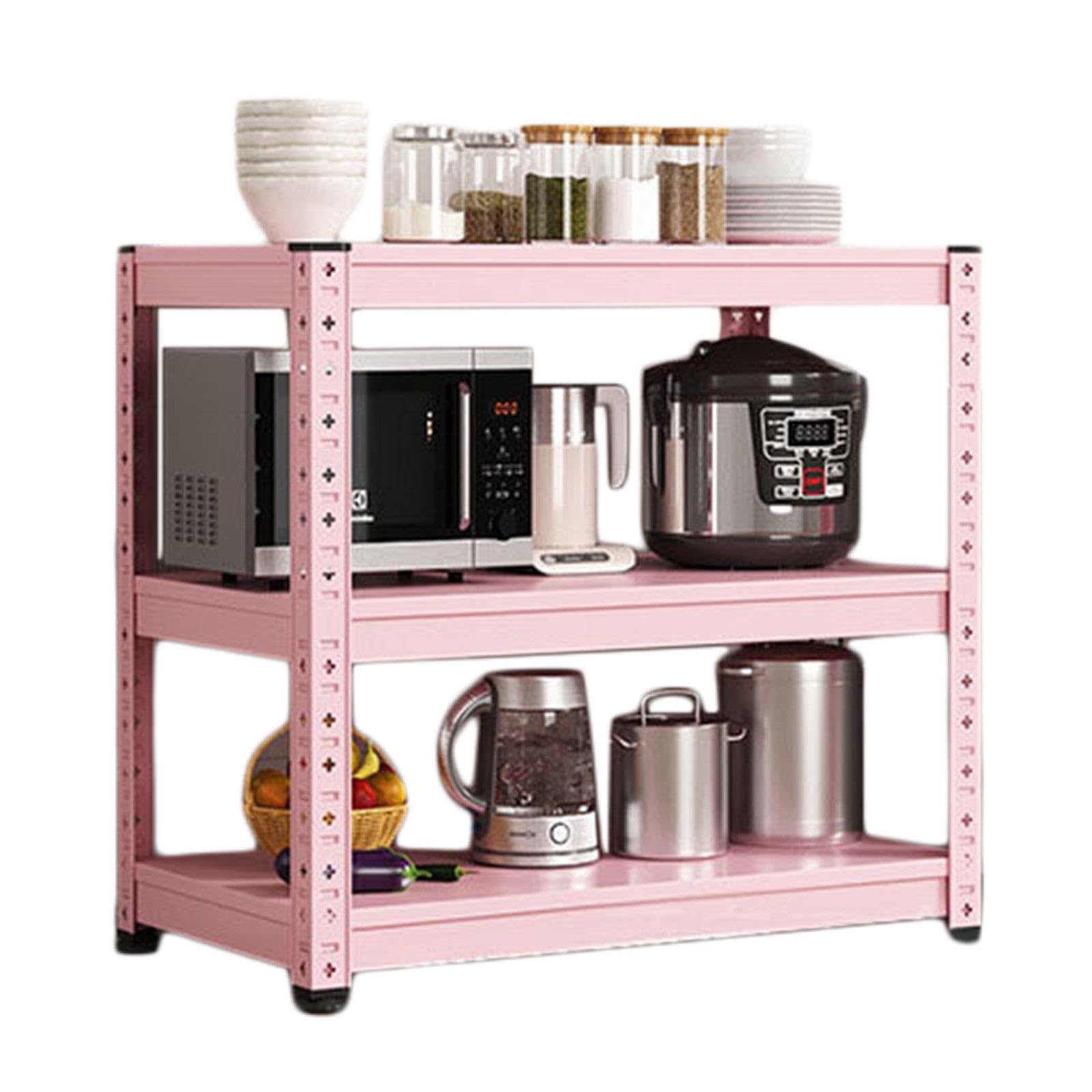 Scaffale Multiuso in Metallo Resistente a 3 Livelli - Scaffale da Cucina autoportante e Regolabile, unità di scaffalatura in Stile Industriale per casa, Garage e Ufficio - 80 cm H x 40 cm L