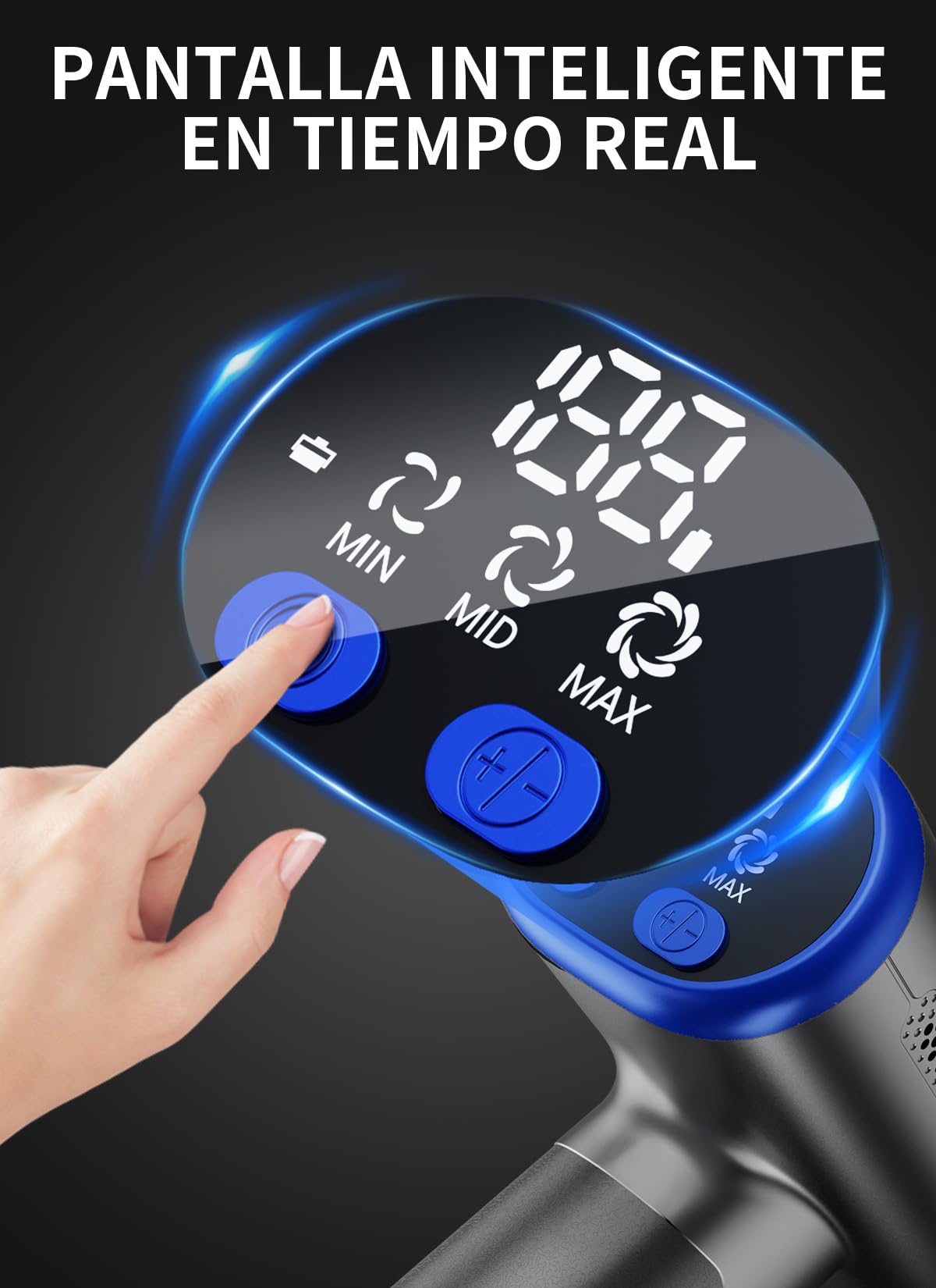 40KPa/450W Aspiradora sin Cable, aspiradora sin Cable Potente hasta 50 Mins, con Smart Screen y Cepillo Antienredos (Azul)