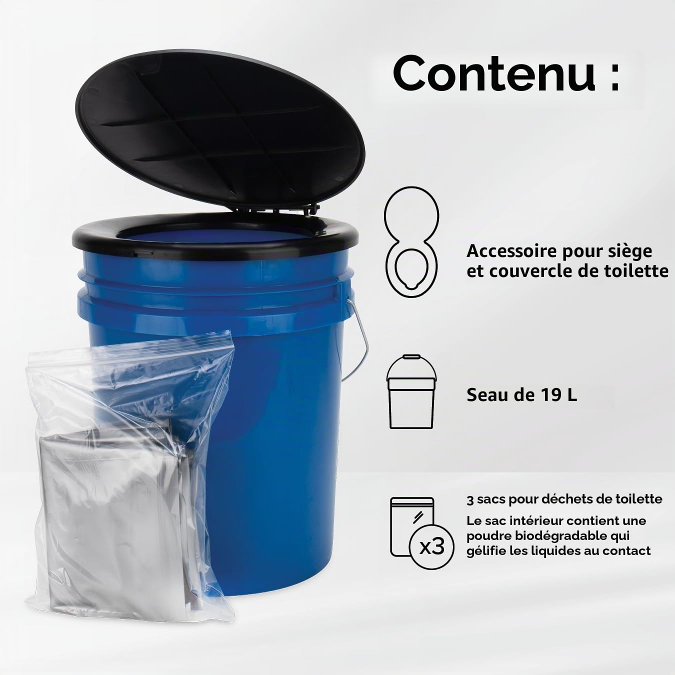 Camco WC portable avec siège et couvercle, 5 gallons, bleu (41549)