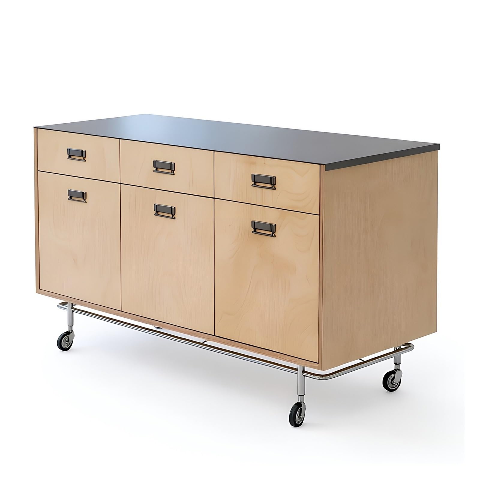 Carrello da cucina Carrello for cucina con isola, bancone in acciaio inox e 6 ruote portaoggetti con anta e cassetto