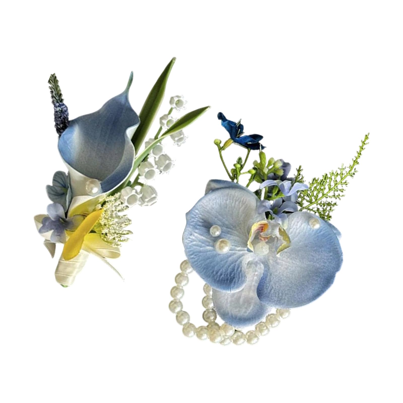TFAOYS Calla Corsage Flowers Wrist Flower Boutonnieres for Bridesmaids Groomsmen Parties European Artificial Calla Corsage for Weddings