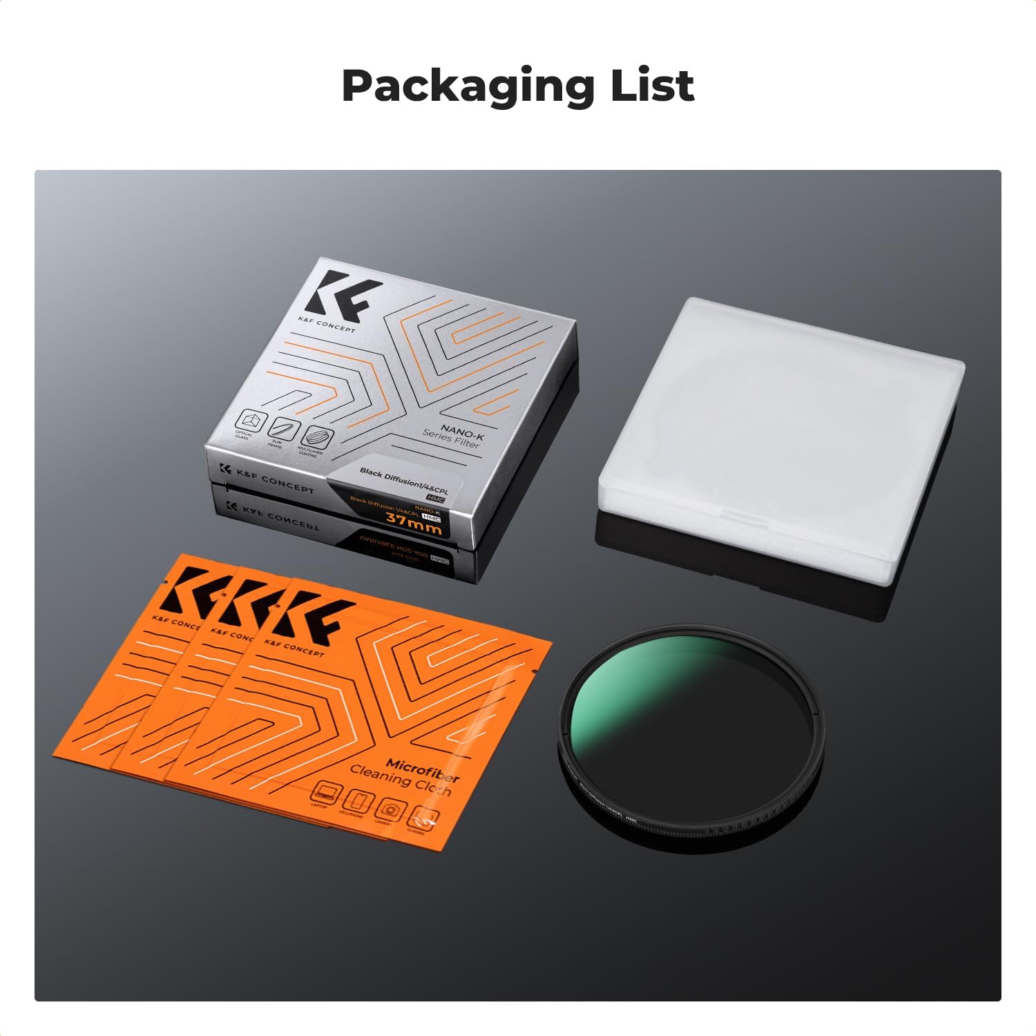 K&F CONCEPT 82mm Black Diffusion 1/4 & Circular Polarizing in-1 Filter Pro Mist Cinematic Polarizer Effect Filter with 18-Layer Coating for Camera Lenses (K-Series)