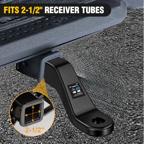 Image of Nilight Trailer Hitch Ball Mount with 5 /8 inch Hitch Pin Clip Fits 2-1 /2 Inch Receiver Square 15000 lbs 4 inch Drop, 2-1 /2 inch Rise, 1-1 /4-Inch Hole, Gloss Black Powder Coat