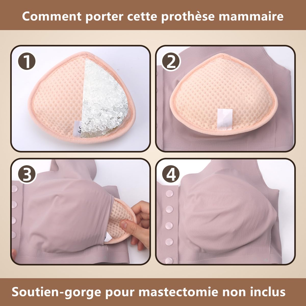 Prothèse Mammaire pour Mastectomie Femme Remplissage Silicone Respirant Natation mer