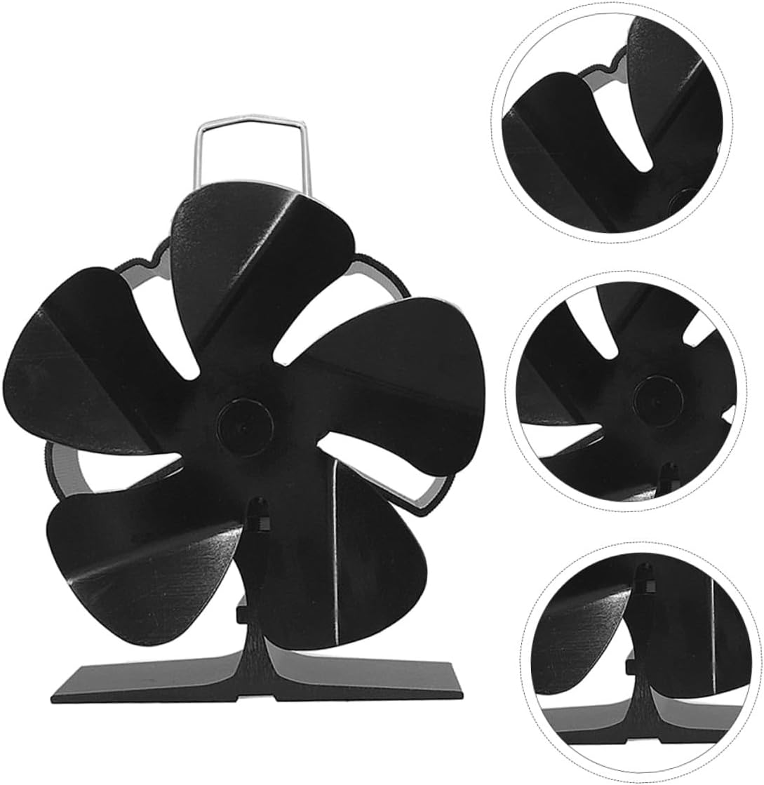 Mini 5-blade Silent Stove Fan Heat Powered Metal Fireplace Fan for Efficient Warm Air Circulation Low Noise for Residential Wood-burning Stove Heating