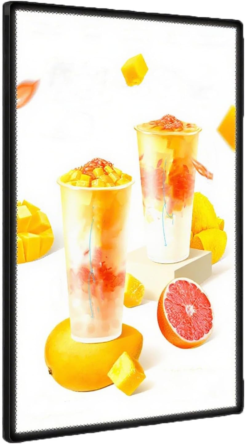 Slim Frame Led Light Box, Picture Frame Menu Board Sign, Wall-mounted Led Poster Advertising Display Frame, for Restaurant Silver 60 * 120cm
