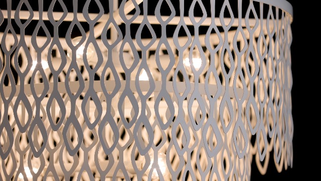 Image of Capital Lighting 352971WE Phoebe Modern Laser-Cut Adornments 2 Layers Lace-Like Pendant, 7-Light 420 Total Watts, 31 inch H x 27 inch W, Matte White
