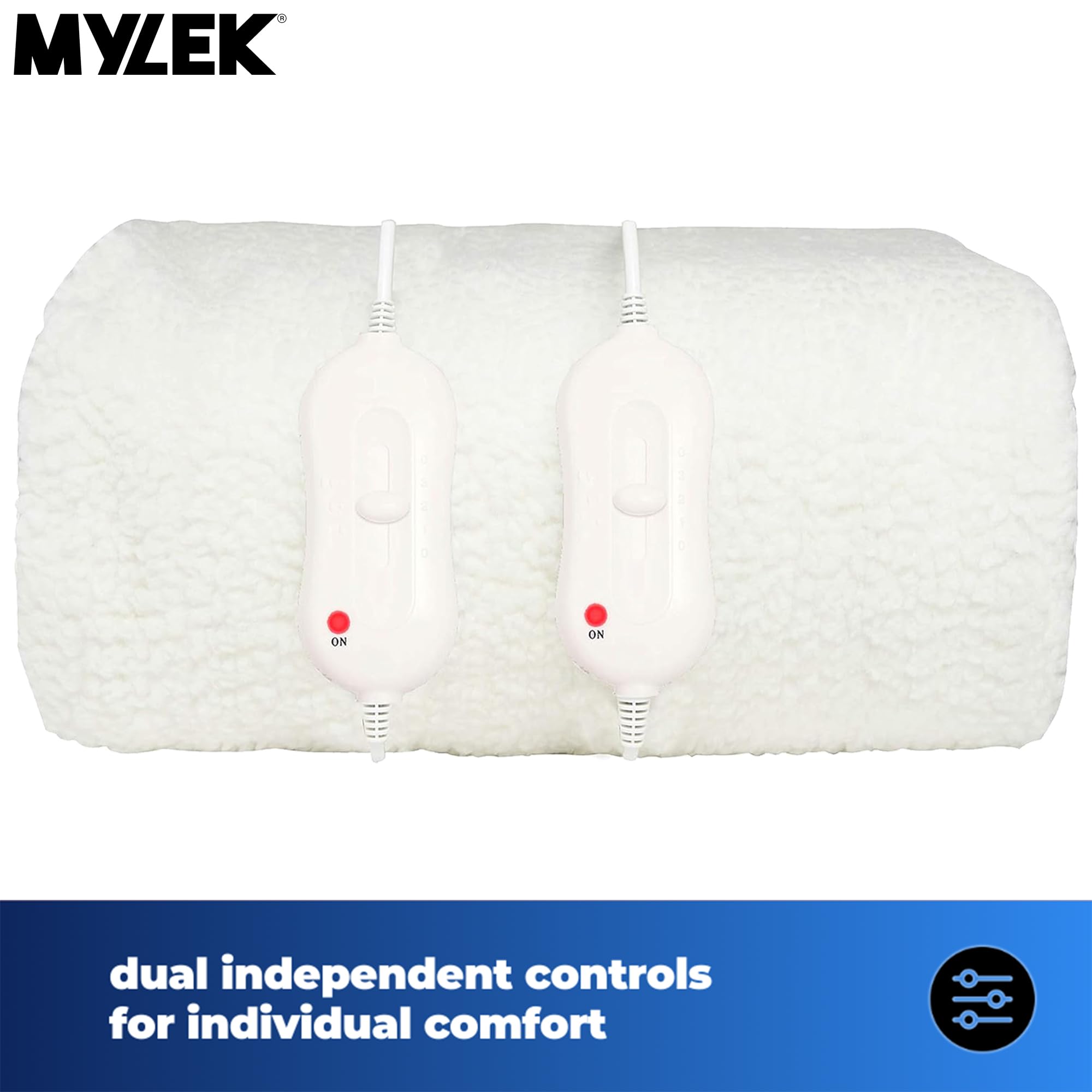 Mylek Heizdecke in King-Größe und Doppelkontrollfunktion – 152 x 190 cm – Voll ausgestattetes Premium Fleece-Unterbett/Wärmeunterbett mit Gummizug – Überhitzungsschutz-System mit automatischer Abschaltfunktion – schnelles Aufwärmen – maschinenwaschbar und