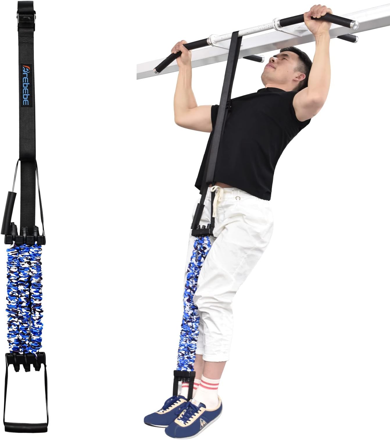 Brebebe Pull Up Assist Bands Chest Expander, Resistance Bands with Handles Natural Latex 200 LB Load, for Chin Up, Biceps Curl, Triceps Train, Overhead Extension, Shoulder Workout