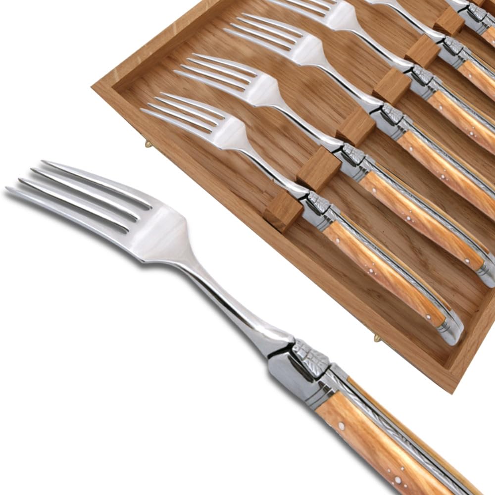 Coffret de 6 fourchettes laguiole avec un manche en bois - Bois de rose