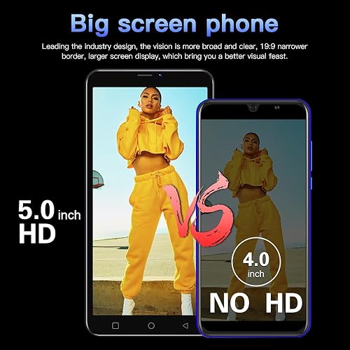 Miniatura 5 de Teléfono móvil barato, pantalla HD de 5.0 pulgadas, sistema operativo Android 9.0, 16 GB ROM (SD a 128 GB), cámaras duales Dual SIM, Face ID